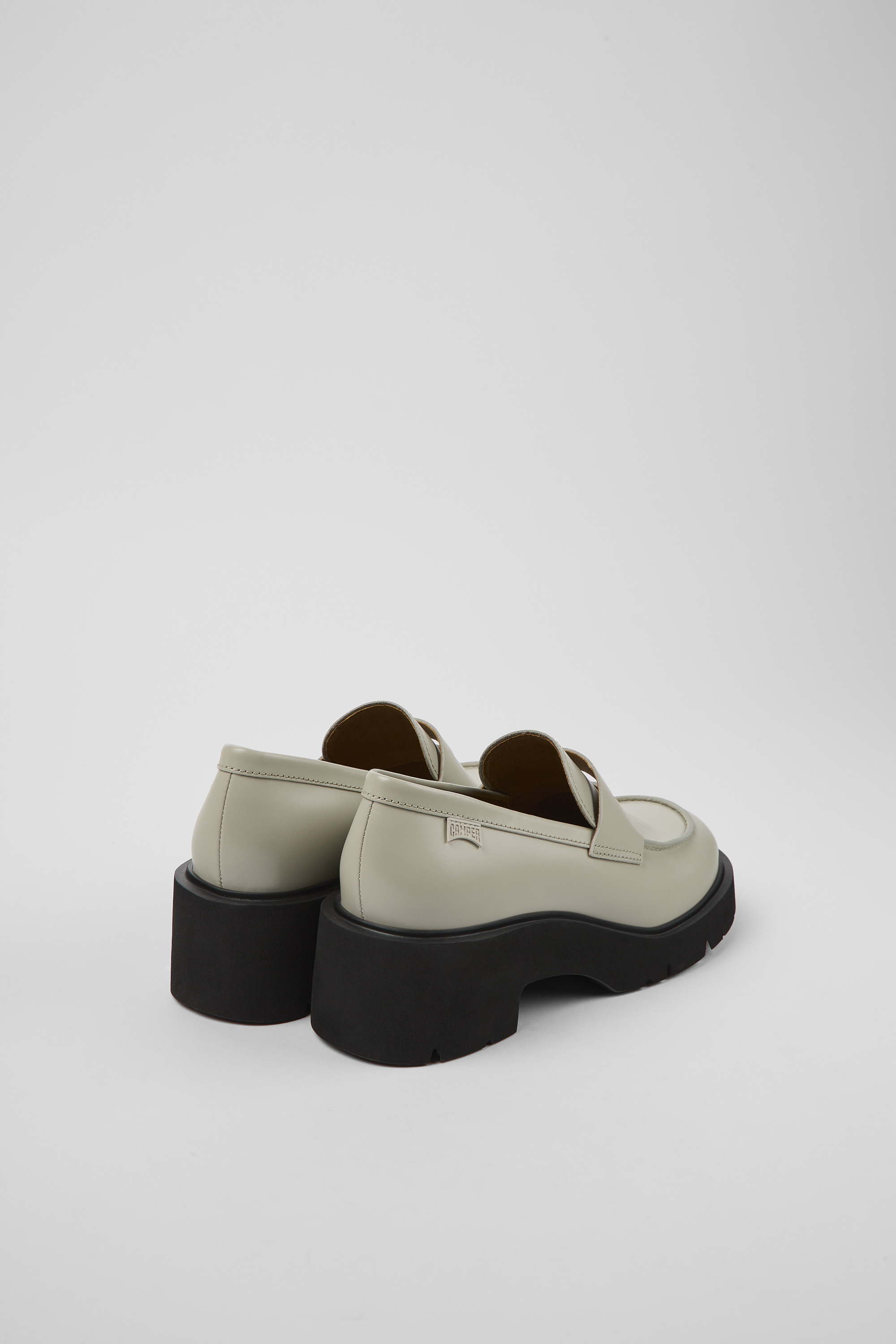 Milah - Gray leather loafers for women
