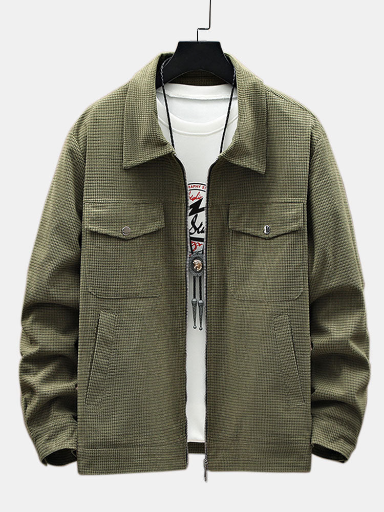 Crosscut Corduroy Zip Up Jacket