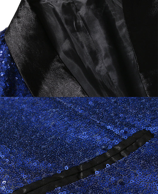 Glamorous Plain Allover Sequin Lapel Collar Blazer