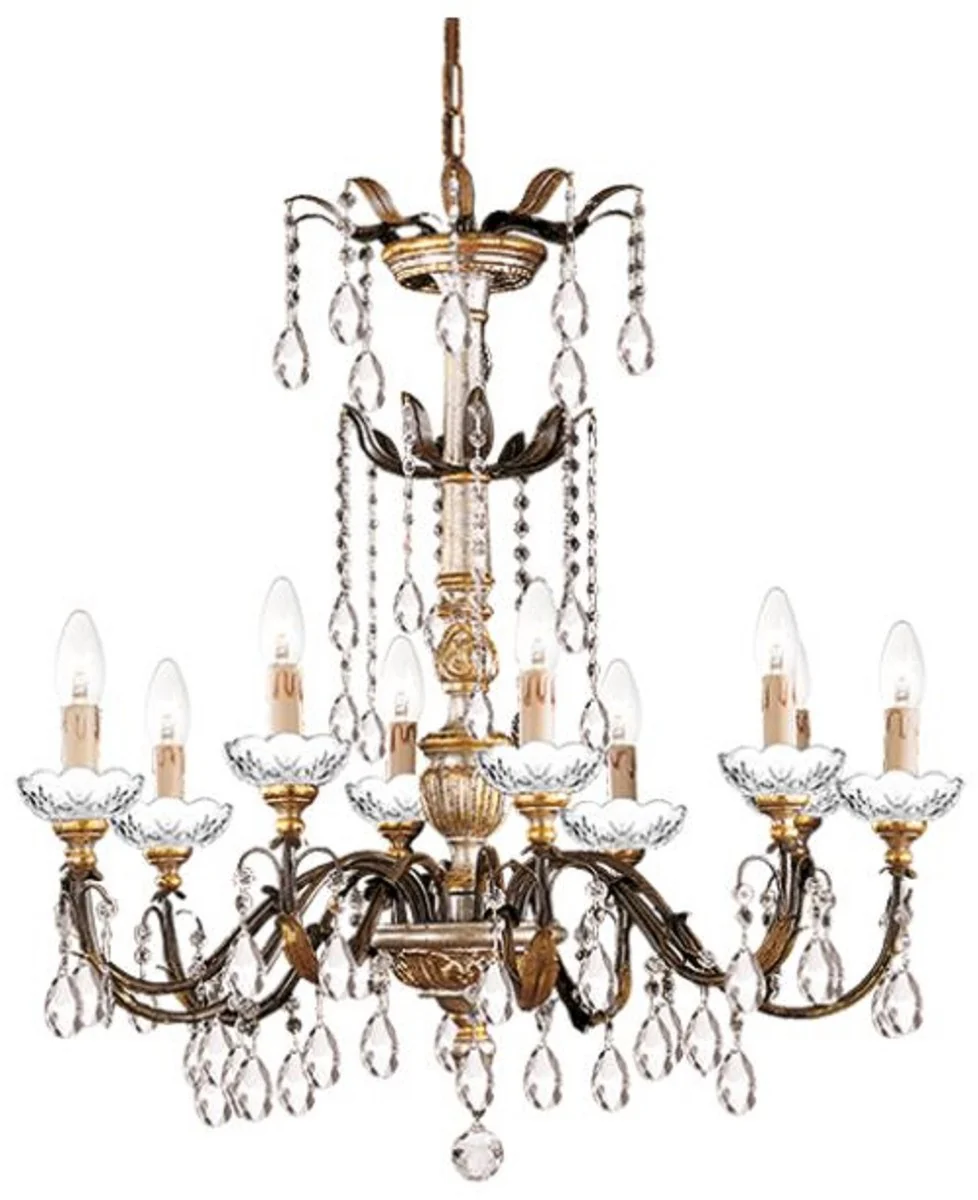 Casa Padrino araña de luces de cristal barroco de lujo óxido / oro Ø 78 x A. 78 cm - Magnífica araña con cristal de Bohemia - Calidad de Lujo