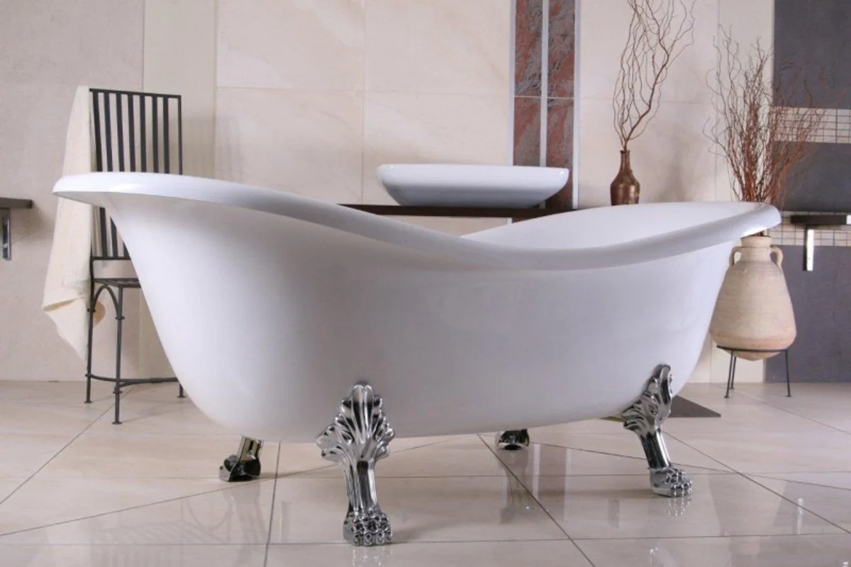 Independiente de lujo de baño de Nouveau Paris Blanco / Plata 1880mm - baño barroco