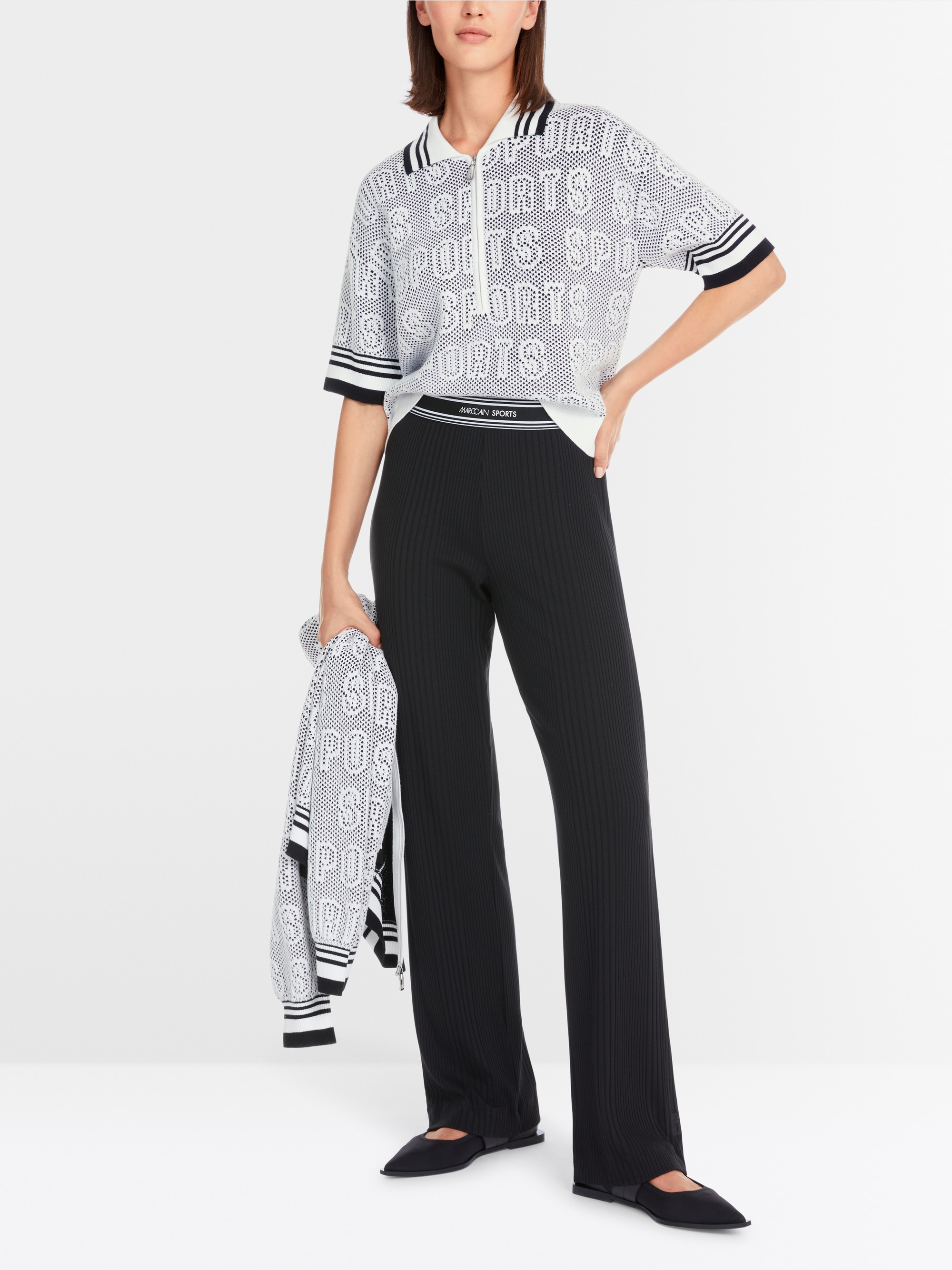 Marc-Cain Wide polo shirt with zip