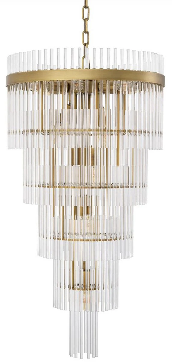 Casa Padrino lámpara de araña de lujo latón antiguo Ø 49 x A. 93 cm - Lámpara de araña moderna de metal con tubos de vidrio noble - Colección de Lujo