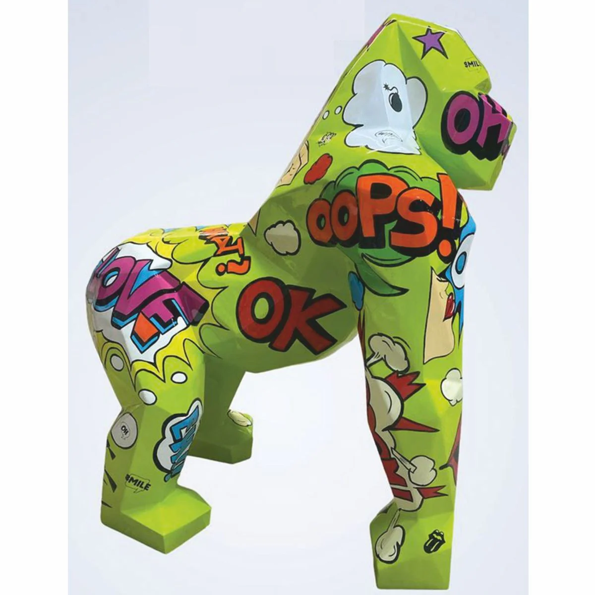 Casa Padrino escultura decorativa XXL mono gorila verde / colorido 111 x 77 x A. 131 cm