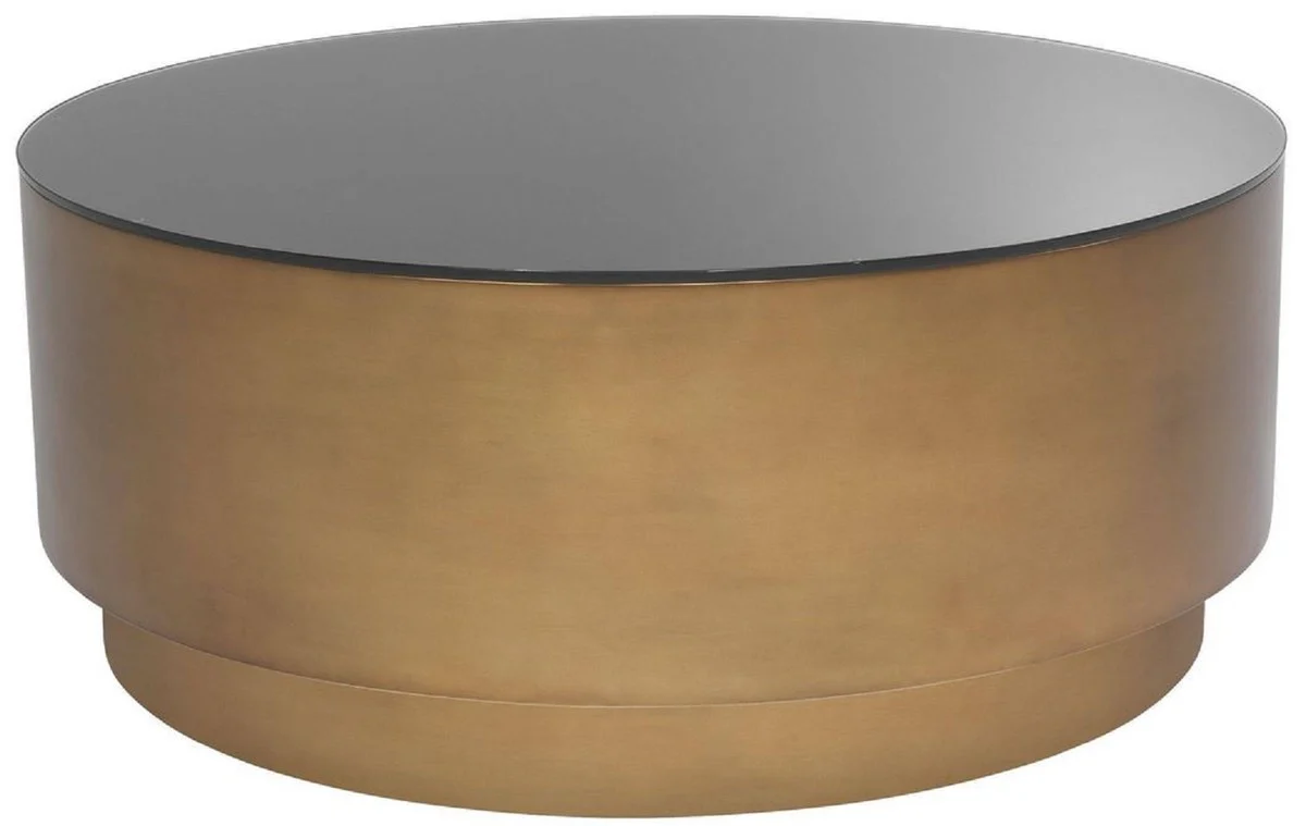 Casa Padrino mesa de centro de lujo lat¨®n antiguo ? 100 x A. 41 cm - Mesa de sal¨®n redonda de acero con tapa de vidrio - Muebles de sal¨®n - Muebles de Lujo