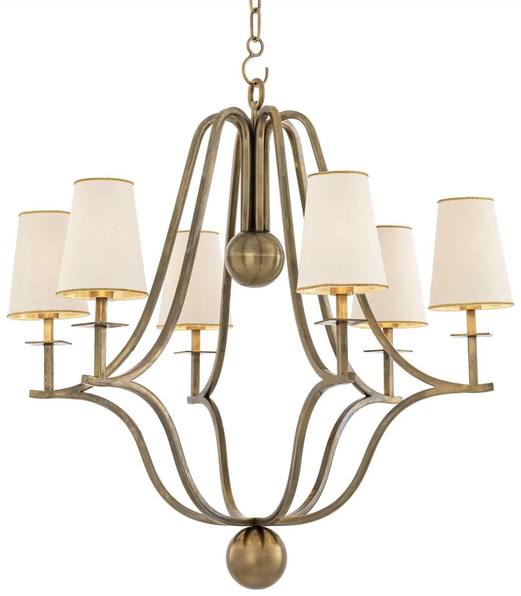 Casa Padrino araña de luces Art Nouveau de lujo latón vintage / blanco / oro 76 x 76 x A. 76 cm - Arañas Barrocas y Art Nouveau - Calidad de Lujo