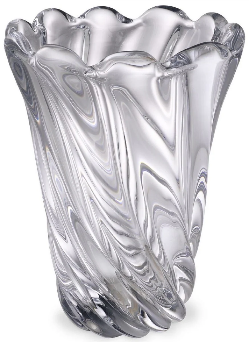 Casa Padrino florero de vidrio decorativo de lujo Ø 19,5 x A. 25,5 cm - Florero Soplado a Mano - Accesorios de Decoración de Lujo