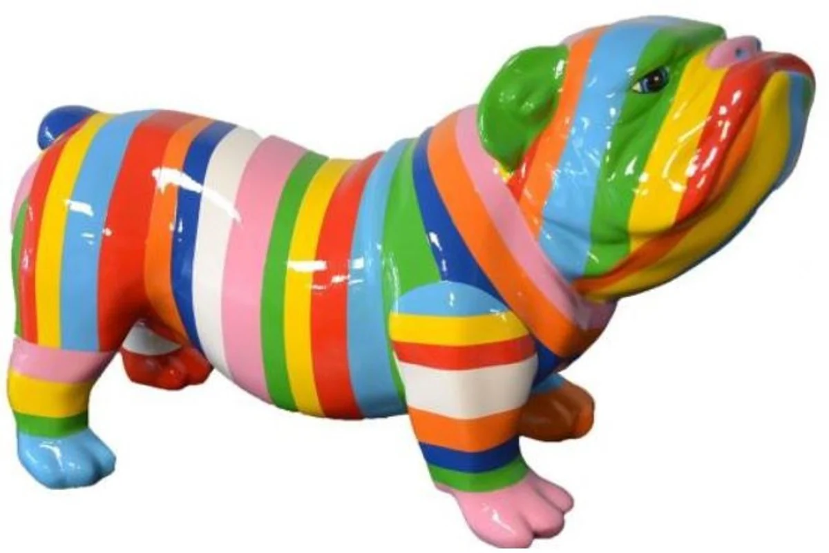 Casa Padrino figura decorativa de diseño perro buldog rayas multicolores 55 x A. 32 cm - Escultura decorativa resistente a la intemperie - Decoración de Sala de Estar - Decoración de Diseño