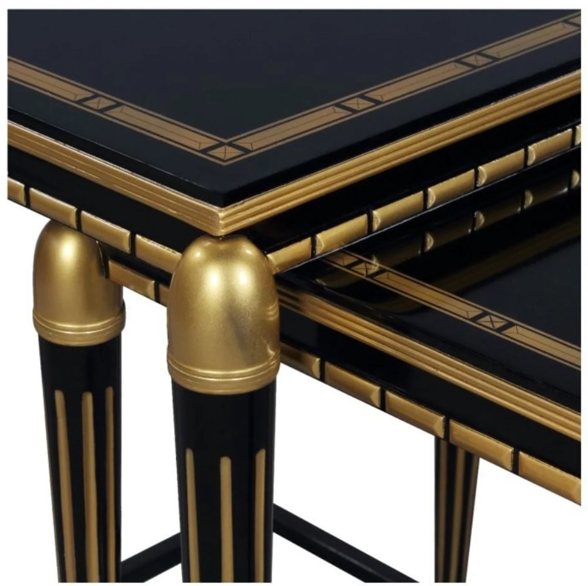 Casa Padrino juego de mesa lateral de lujo negro / oro 45 x 45 x H. 54 cm - Muebles de Lujo