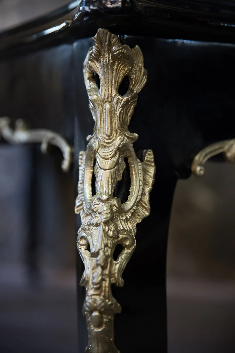 Pomp??s by Casa Padrino baroque dining table with glass top black / gold - Pomp??s baroque dining room table designed by Harald Gl??ckler