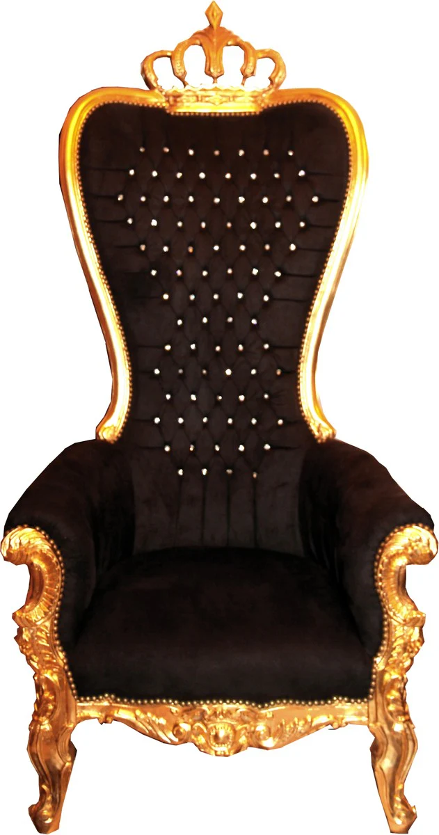 Majestic Harald Gl??ckler Sill¨®n de trono barroco de lujo Pomp??s by Casa Padrino Black / Gold