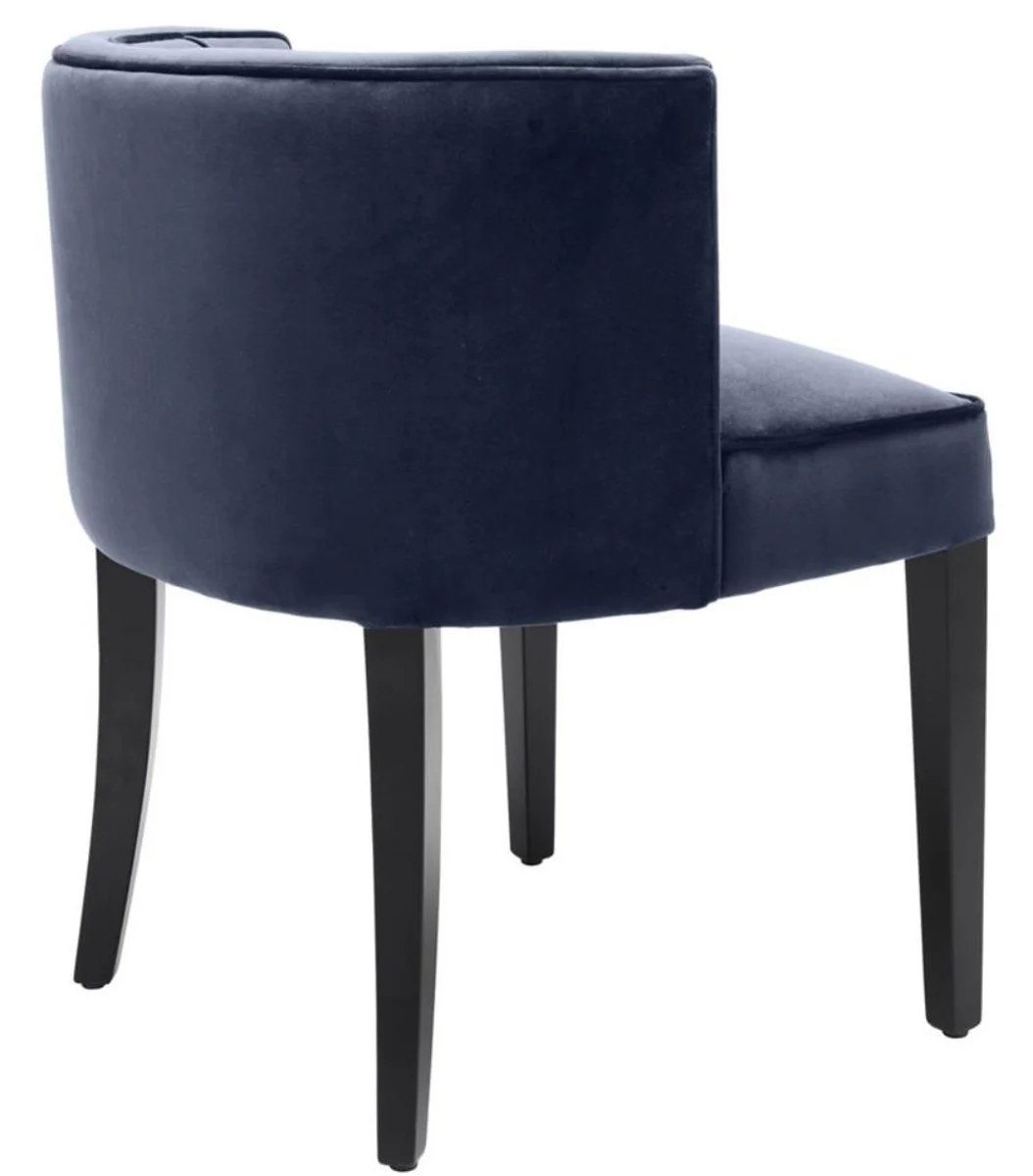 Casa Padrino Silla de Comedor Chesterfield de Lujo Azul de Medianoche / Negro 60 x 58 x H. 77 cm - Muebles de Comedor