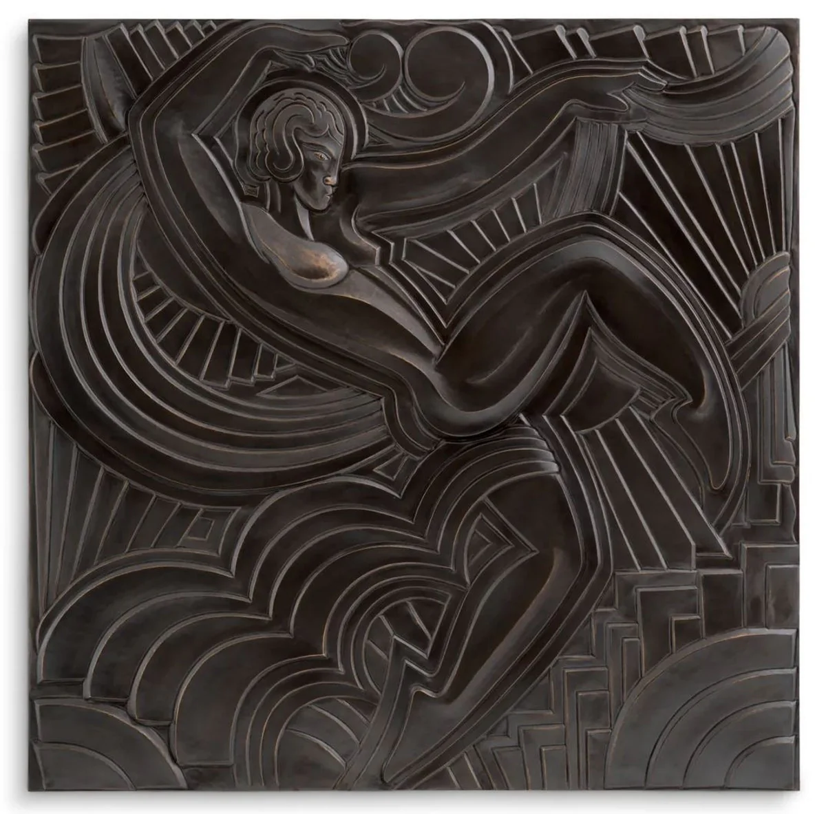 Casa Padrino relieve de pared de lujo bronce 131 x 4,5 x A. 131 cm - Mural cuadrado - Decoración de salón - Decoración de hotel - Decoración de paredes - Calidad de lujo
