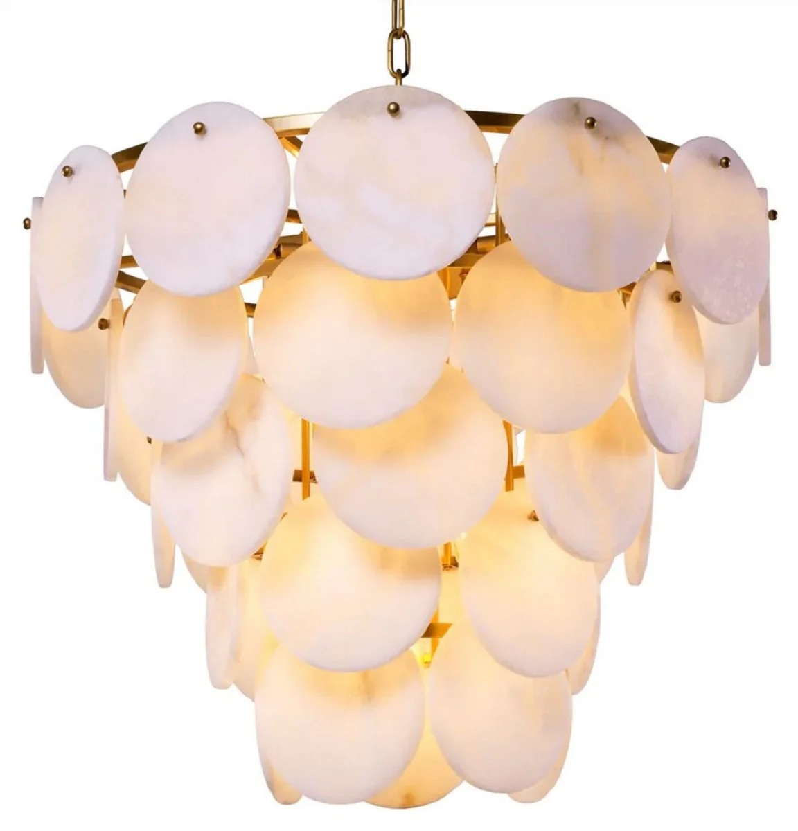 Casa Padrino lámpara de araña de lujo blanco / latón antiguo Ø 66 x A. 56 cm - Lámpara de araña de salón - Lámpara de araña de hotel y de restaurante - Calidad de lujo