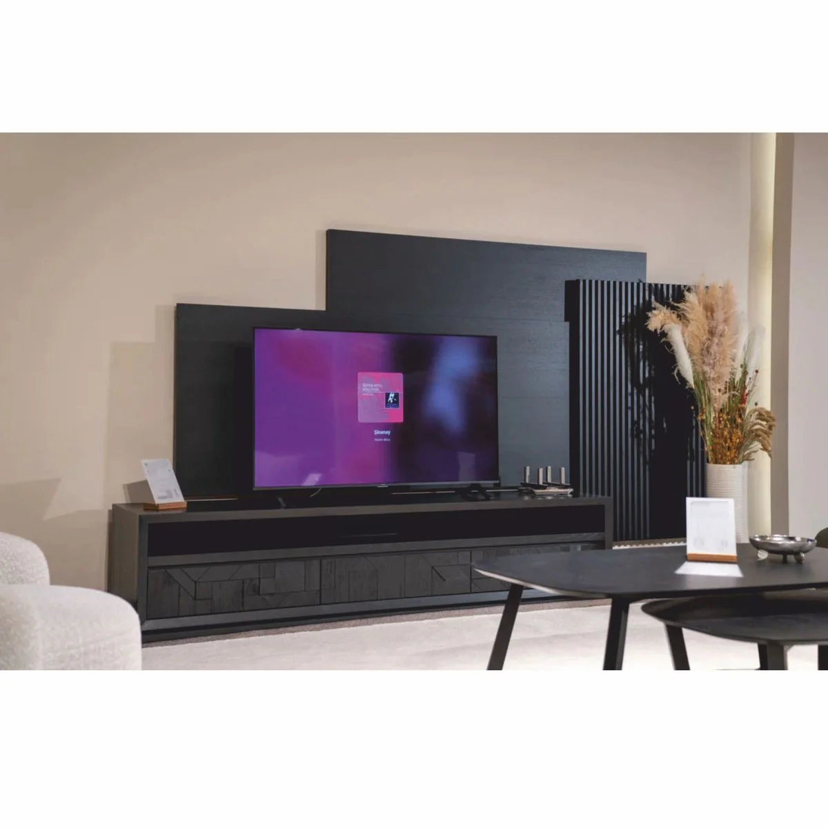Casa Padrino gabinete de TV de lujo con 3 cajones negro 226 cm - Muebles de sal¨®n y hotel