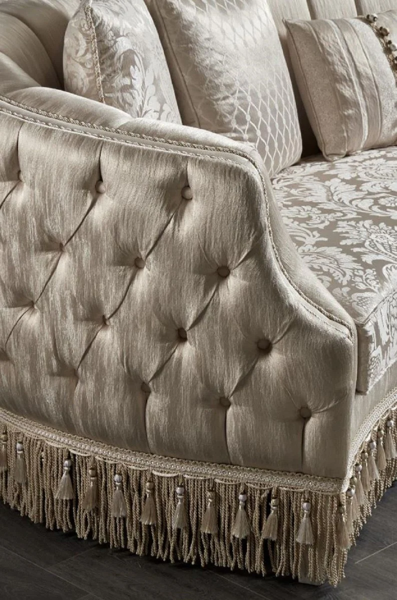 Casa Padrino sof¨¢ barroco Chesterfield de lujo oro - Magn¨ªfico sof¨¢ de sal¨®n - Muebles de sal¨®n estilo barroco - Muebles de lujo estilo barroco - Muebles barrocos - Noble y Magn¨ªfico