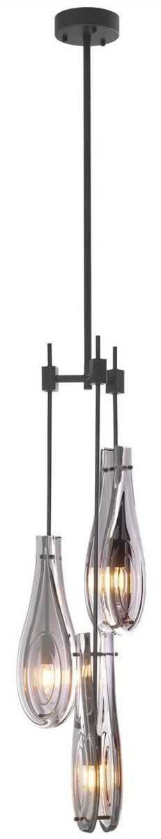 Casa Padrino lámpara de araña de lujo bronce / gris Ø 30 x A. 95,5 cm - Lámpara de araña moderna de metal con pantallas de vidrio - Calidad de Lujo