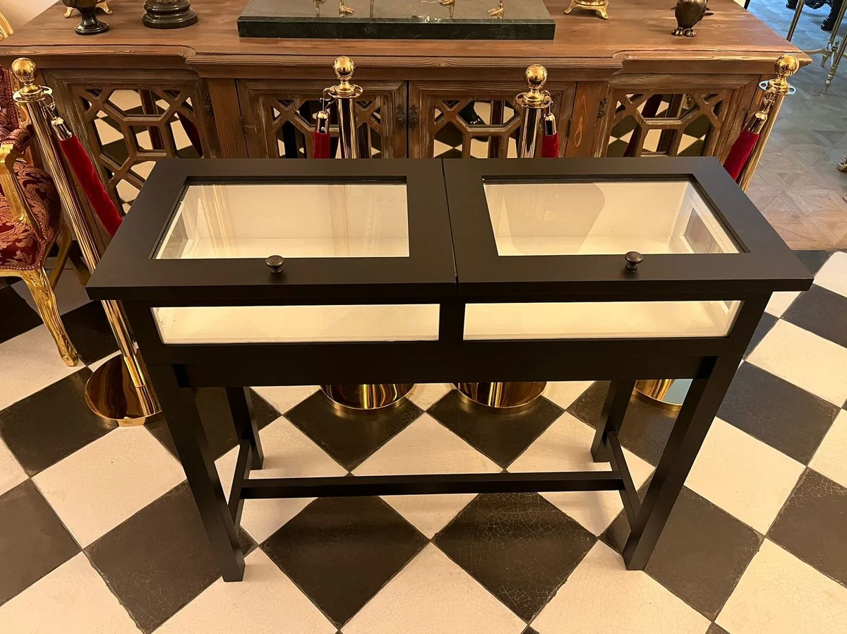 Casa Padrino vitrina de tienda de estilo campestre negro / blanco 110 cm