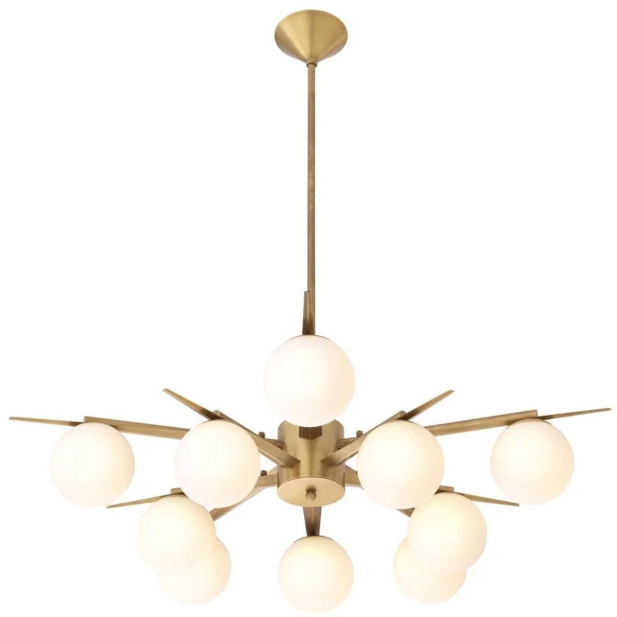 Casa Padrino araña de lujo latón antiguo / blanco Ø 90 x H. 20 cm - Muebles de Lujo