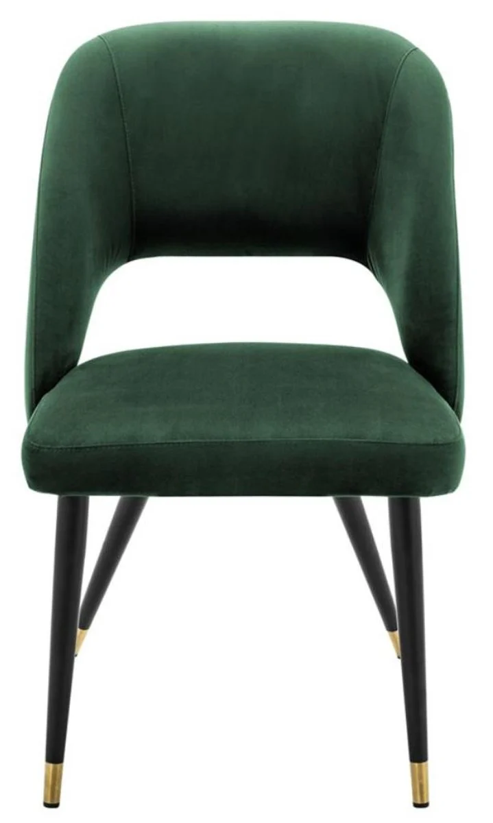 Casa Padrino luxury dining chair green / black 52 x 58 x H. 85 cm - Luxury Dining Room Furniture