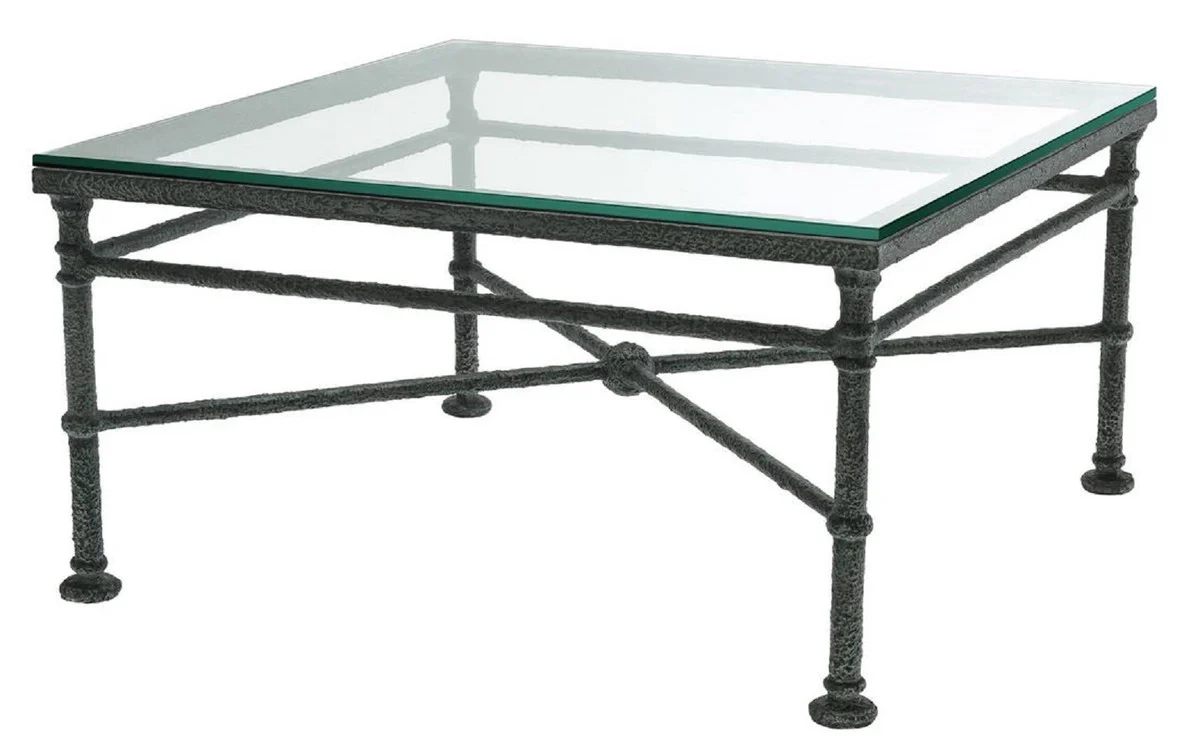 Casa Padrino mesa de centro de lujo negro degradado 85 x 85 x H. 44,5 cm - Mesa de Centro con 4 Esquinas con Tapa de Vidrio - Muebles de Sal¨®n de Lujo