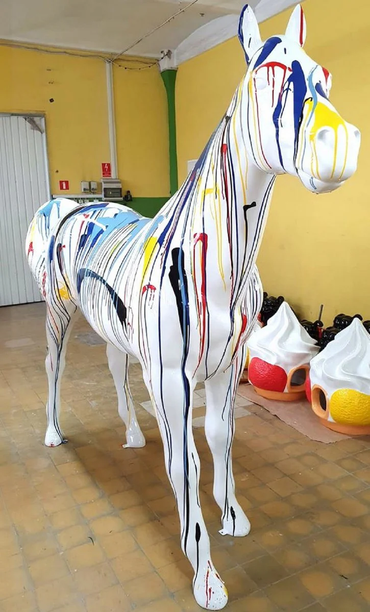 Casa Padrino escultura decorativa de jard¨ªn XXL caballo blanco / colorido 245 x A. 200 cm