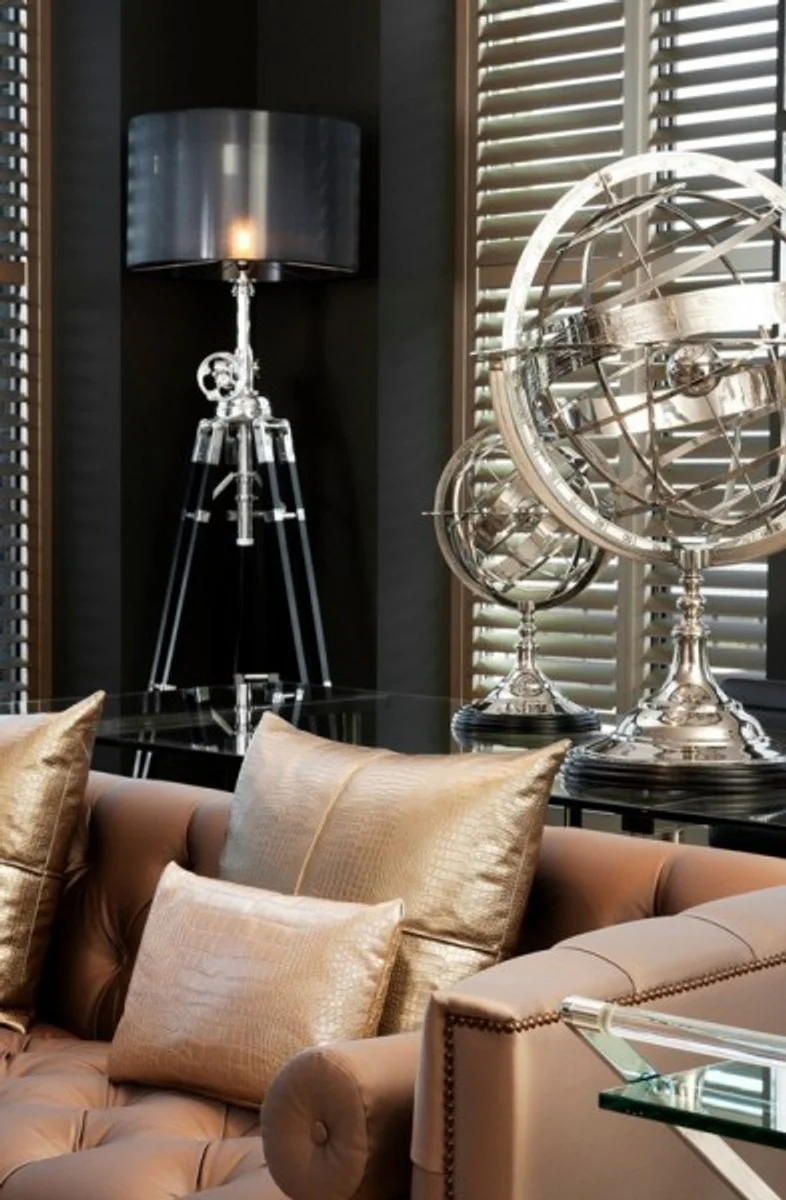 Casa Padrino luxury globe Nickel Finish Silver Height: 29 cm - Luxury Collection - Art Deco