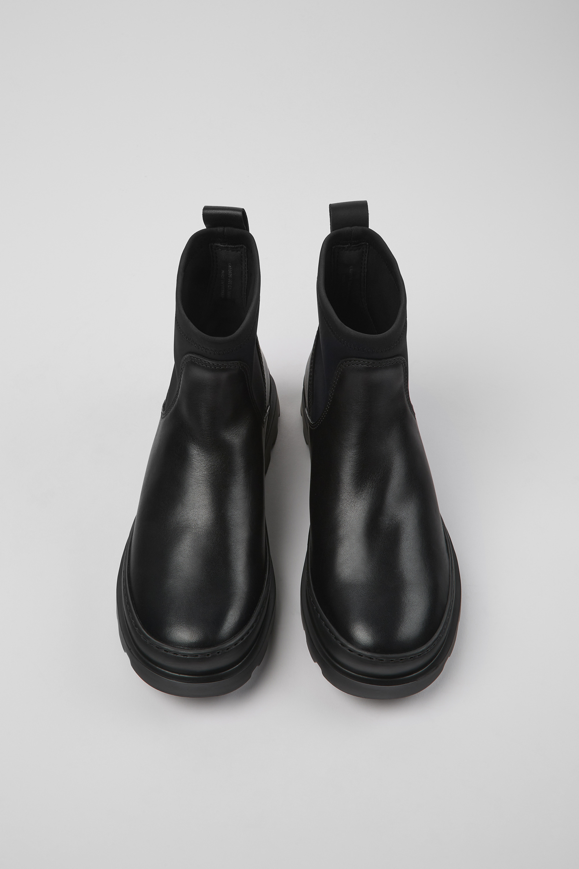 Brutus - Black leather and textile ankle boots for women