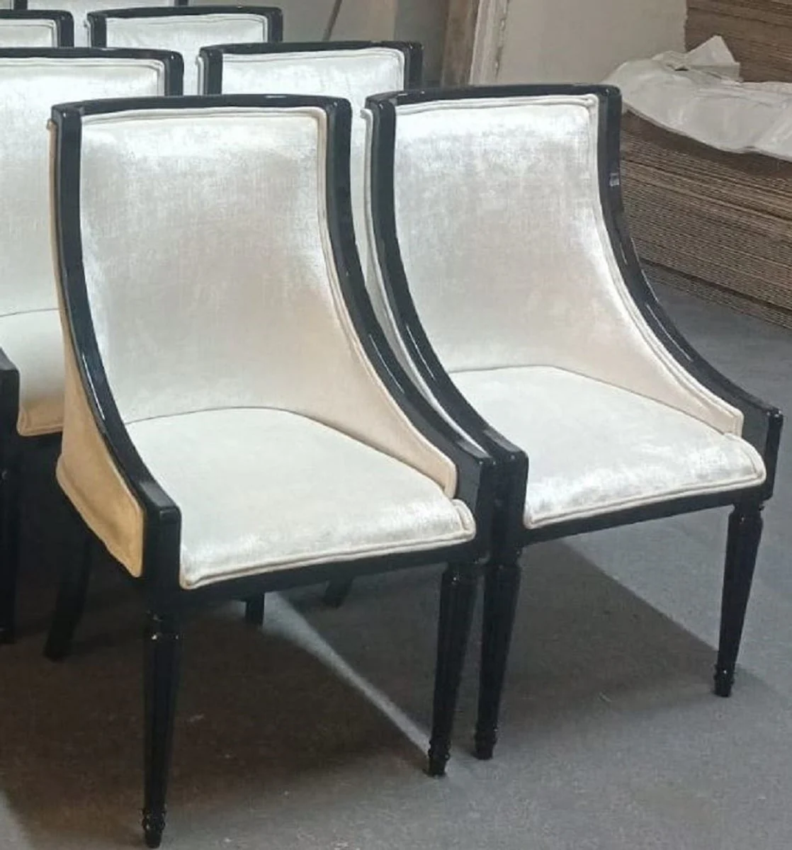 Casa Padrino conjunto de 6 sillas de comedor barrocos de lujo oro / negro - Sillas de cocina hecho a mano de estilo barroco - Magn¨ªficos muebles de comedor de lujo en estilo barroco