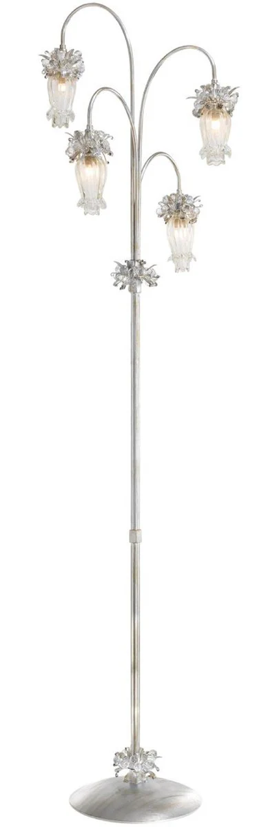 Casa Padrino lámpara de pie de lujo plata / oro Ø 50 x A. 170 cm - Lámpara de pie moderna de metal con cristal Swarovski - Lámpara de Hotel y Restaurante