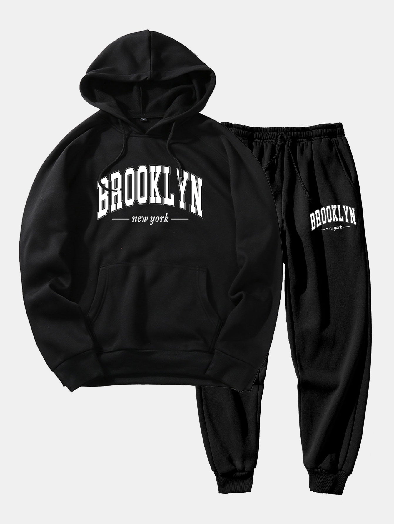 Brooklyn Letter Print Hoodie & Jogger Pants