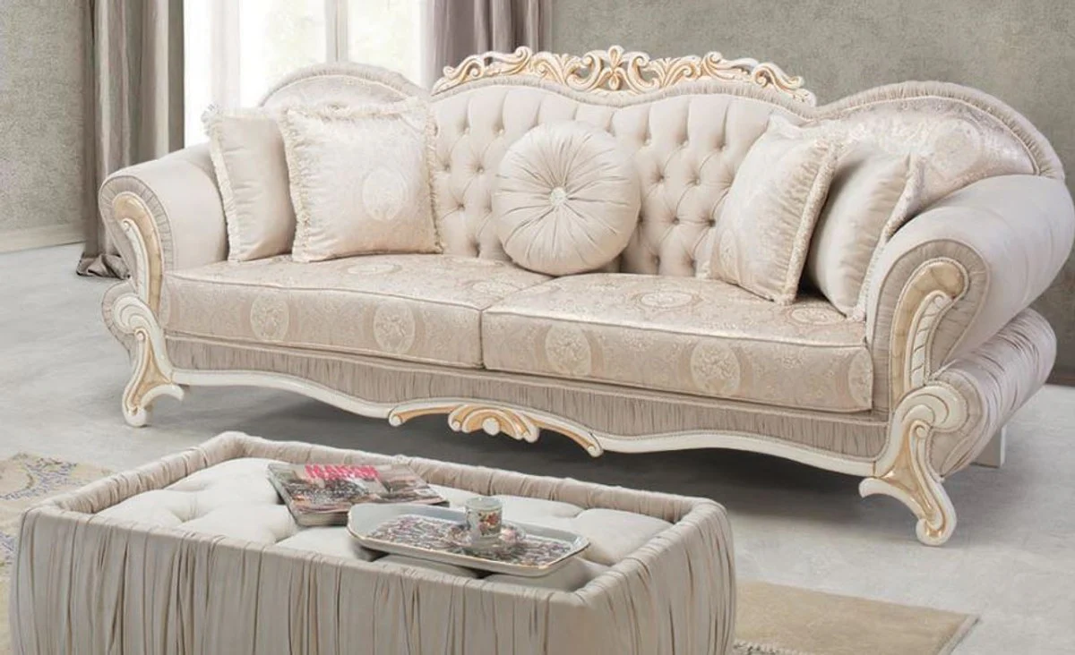 Casa Padrino mesa auxiliar barroco de lujo rosa claro / blanco / oro 91 x 63 x A. 42 cm - Muebles de Sal¨®n