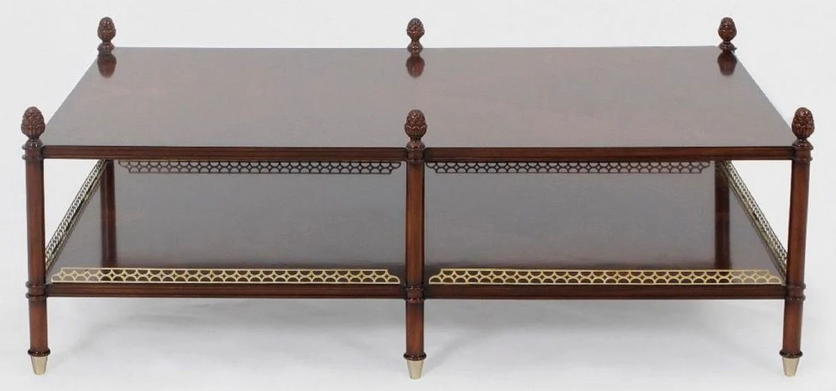 Casa Padrino mesa de centro Art Nouveau de lujo marr¨®n / oro / lat¨®n 129 x 81 x A. 48 cm - Mesa de sal¨®n de caoba noble - Muebles de Sal¨®n - Calidad de Lujo