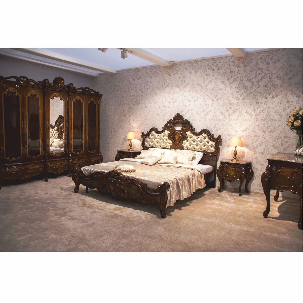 Casa Padrino armario de dormitorio barroco de lujo marr¨®n oscuro 305 cm - Muebles barrocos