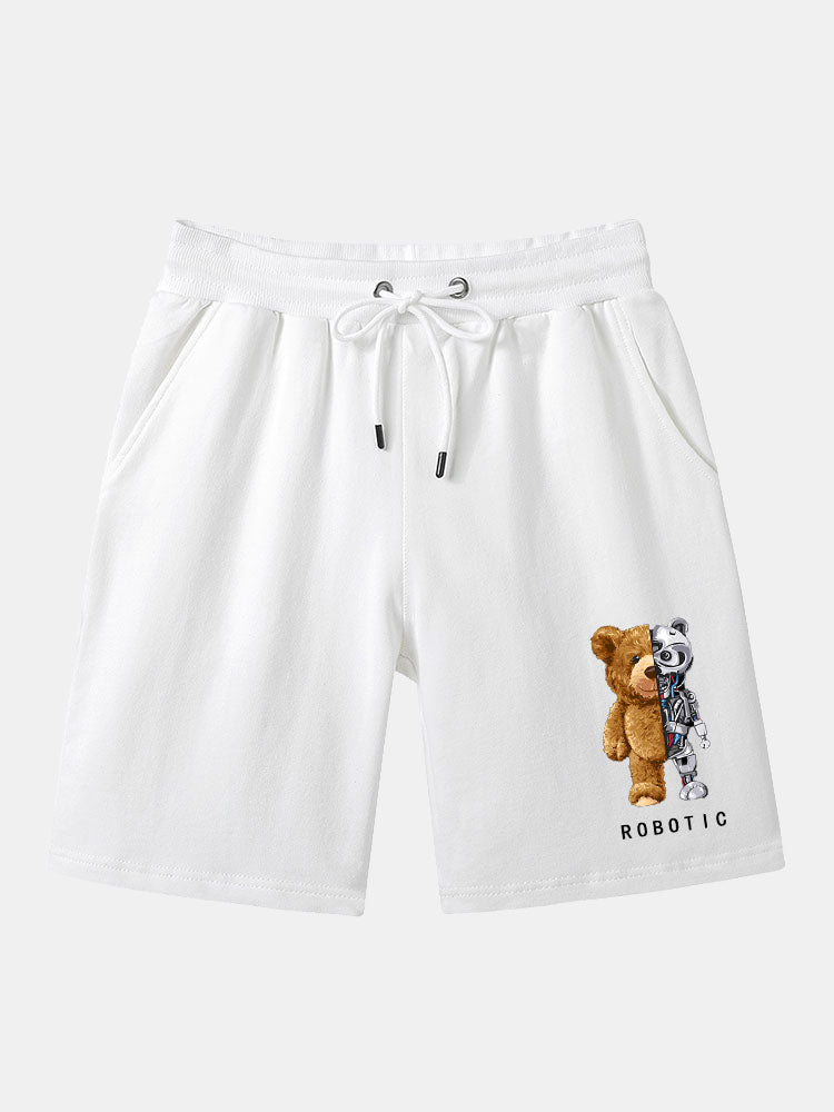 Robot Bear Print T-Shirt & Shorts