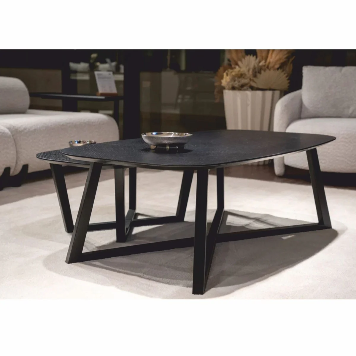Casa Padrino conjunto de mesa de centro de lujo de madera maciza negro - Muebles para hoteles y salas de estar