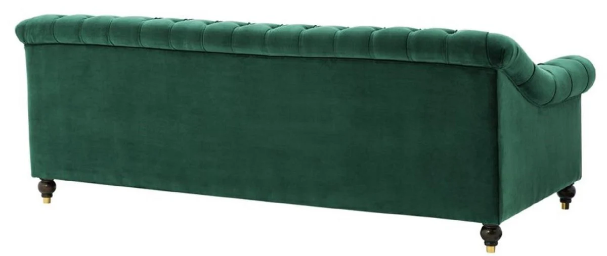Casa Padrino sof¨¢ de la sala de estar Chesterfield de lujo verde / marr¨®n / oro 230 x 90 x H. 81,5 cm - Calidad de Lujo