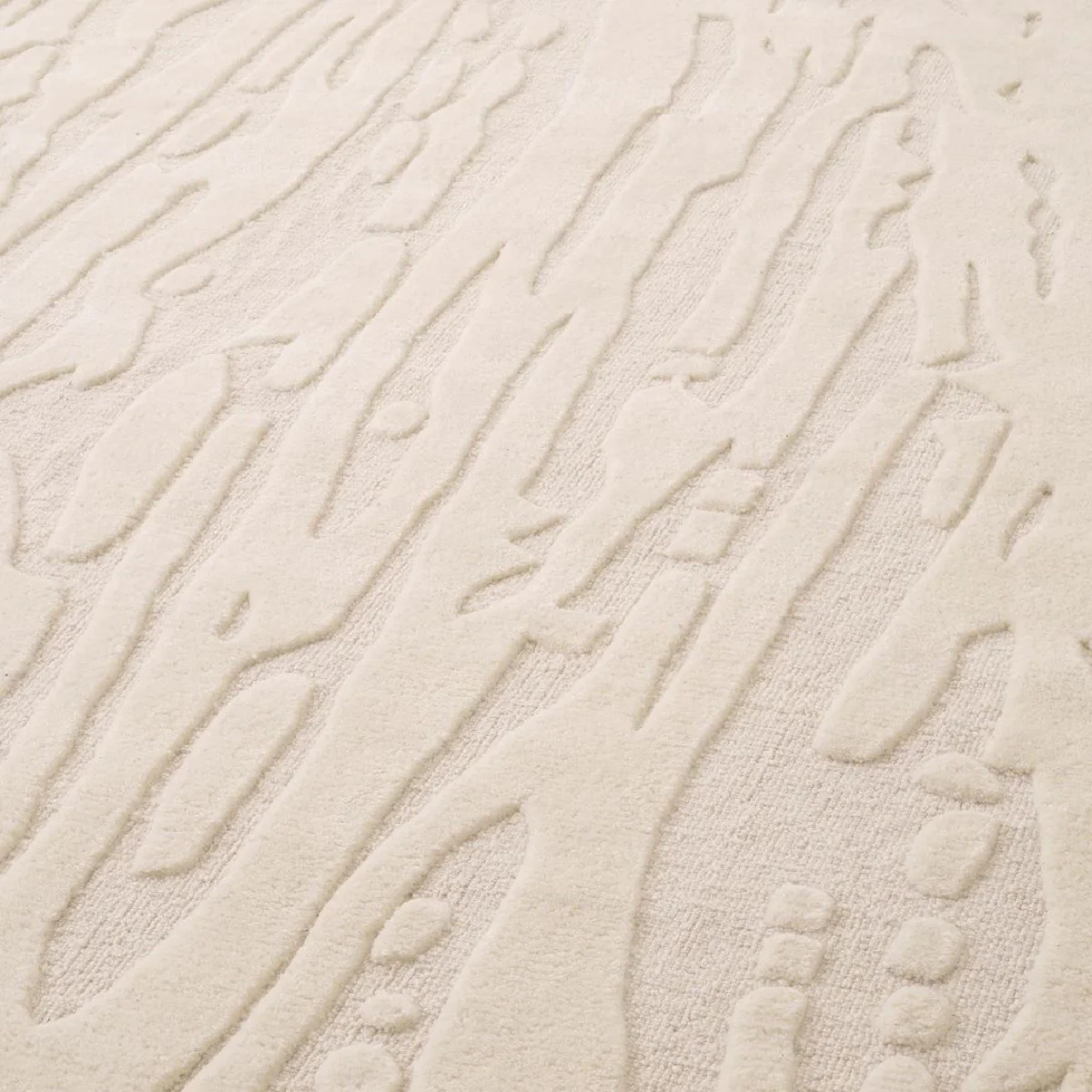 Casa Padrino alfombra de lujo marfil - Diferentes Tamaños - Alfombra copetudo a mano - Alfombra de salón rectangular - Calidad de lujo