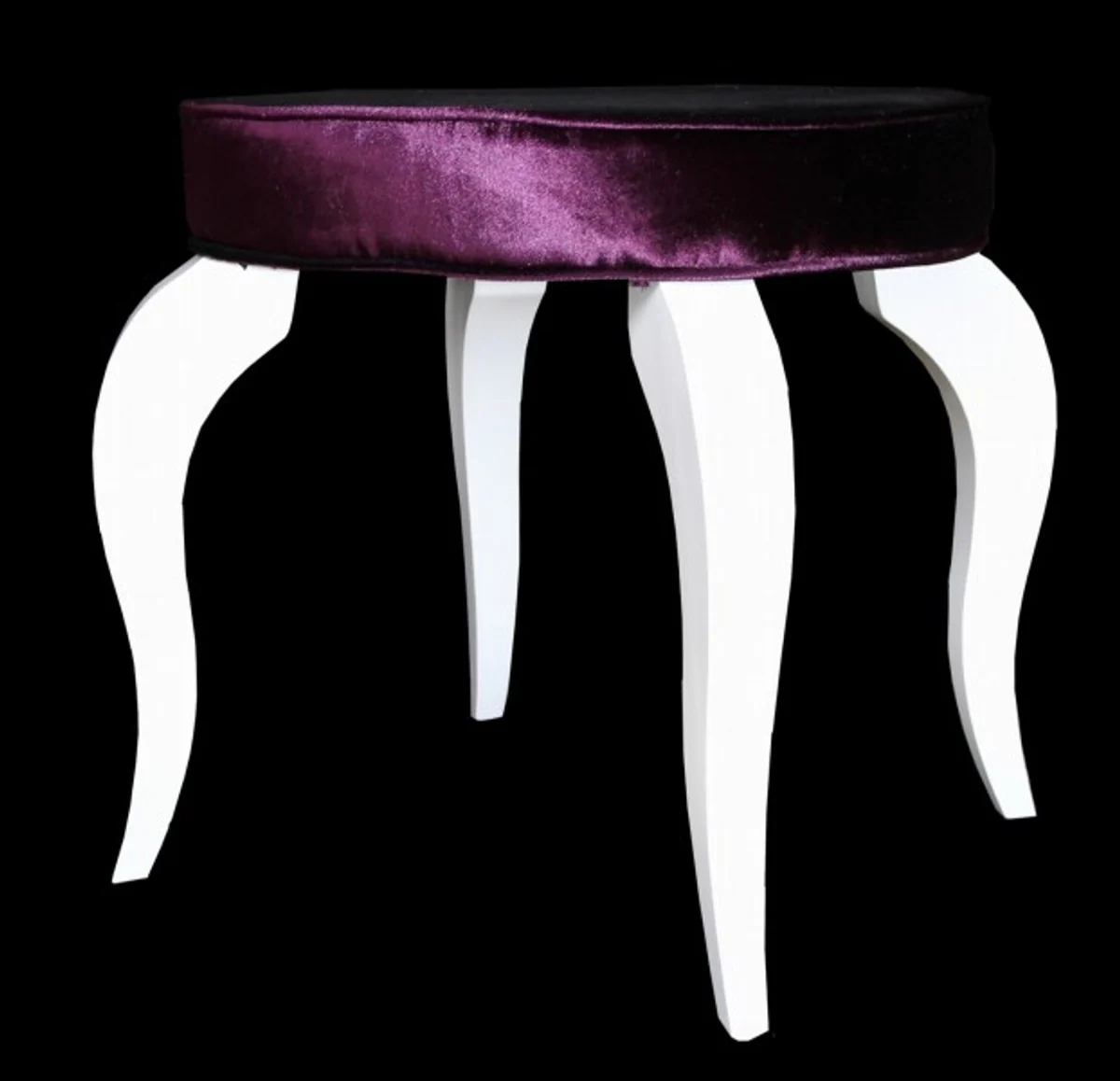 Casa Padrino barroco de heces p¨²rpura / blanco - taburete redondo dise?ador - calidad de lujo