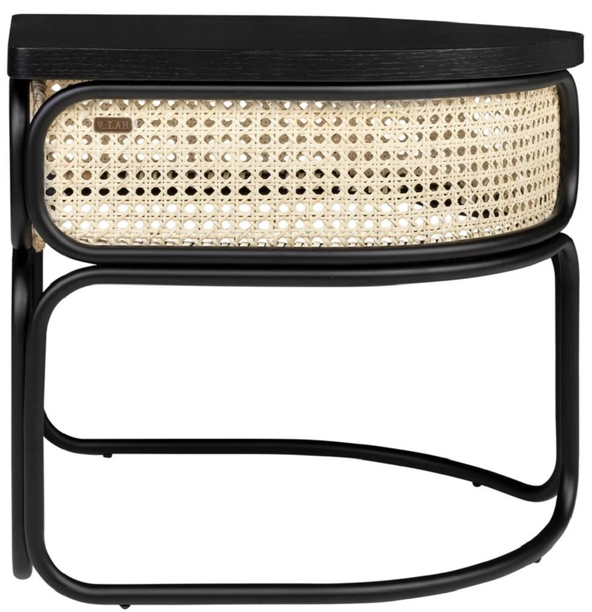 Casa Padrino mesa de centro de dise?o negro / natural 50 x 40 x A. 45,5 cm - Mesa de sal¨®n con tablero de chapa de roble de rat¨¢n noble y estructura de acero con revestimiento en polvo