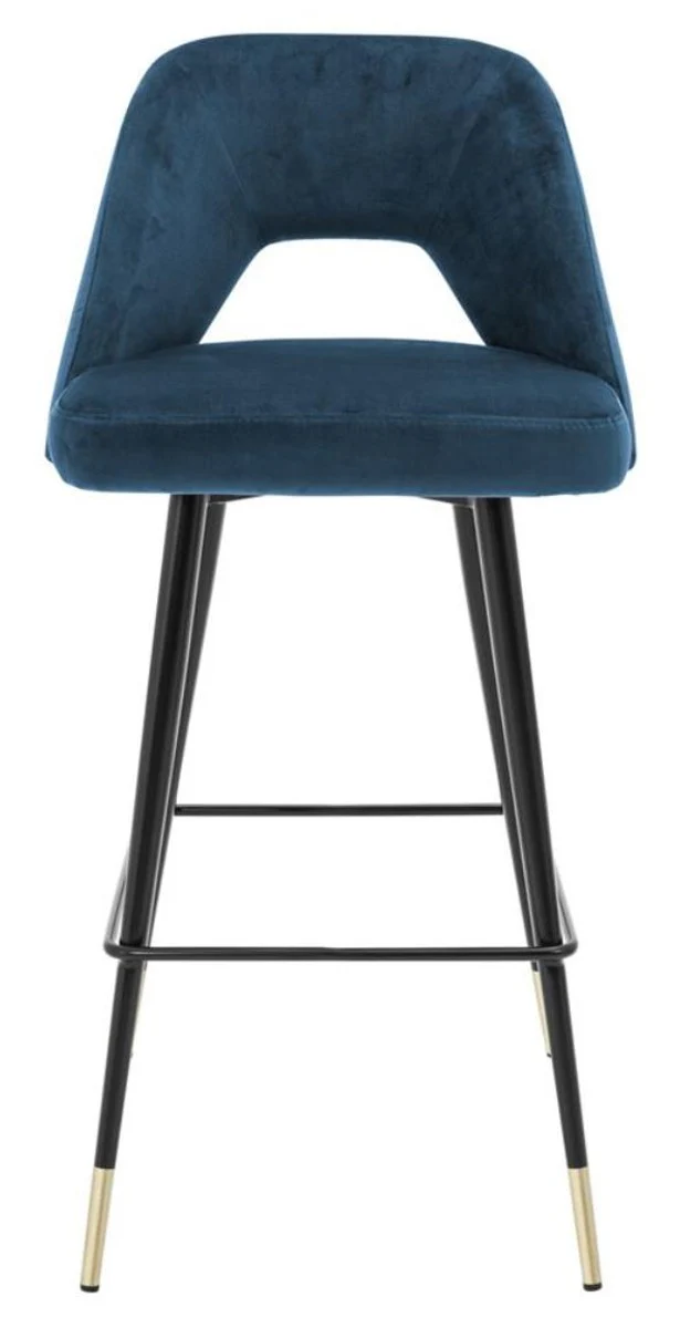 Casa Padrino luxury bar stool blue / black 50 x 50 x H. 100 cm - Luxury Bar Stools with Backrest