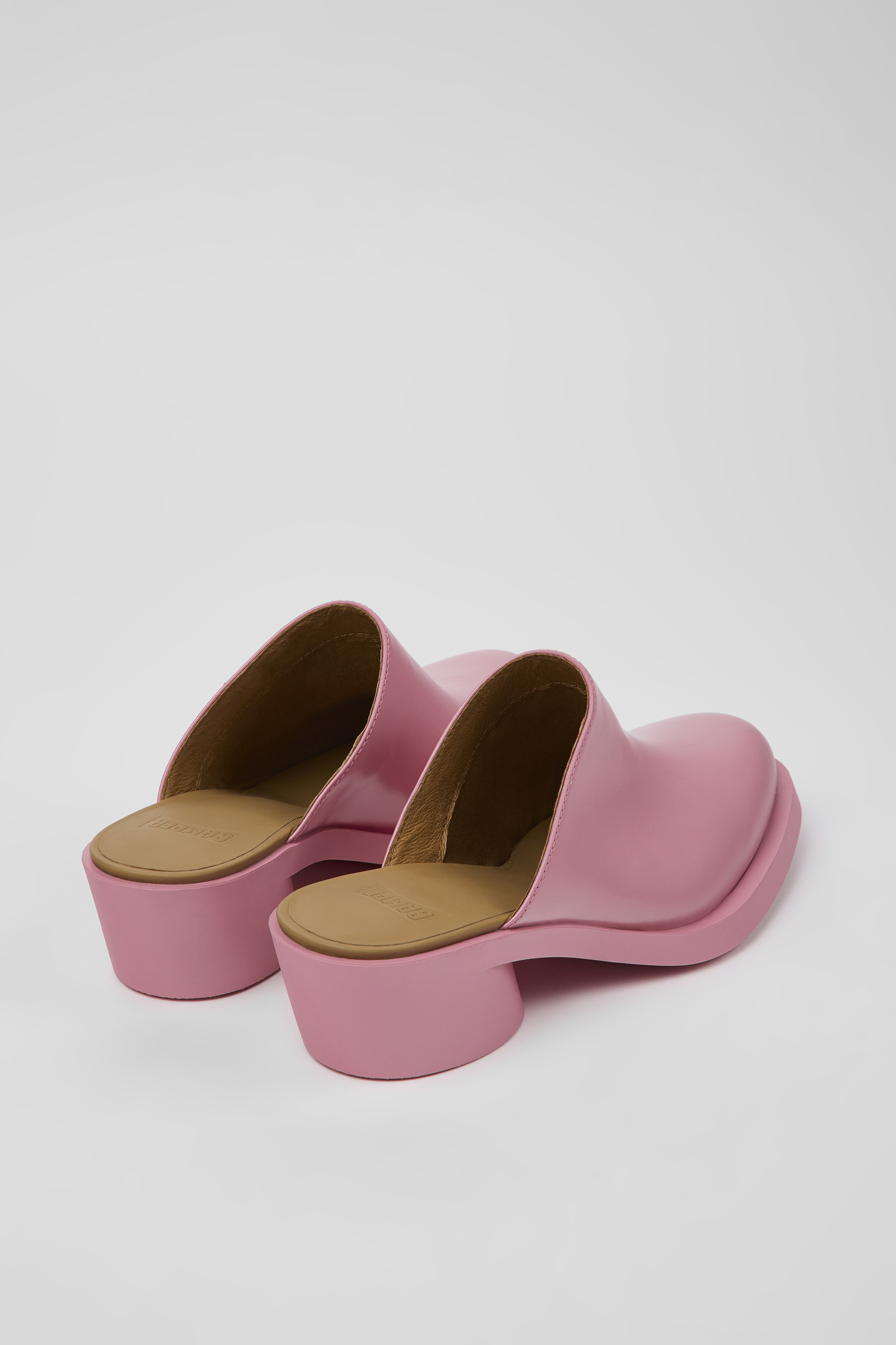 Bonnie - Pink leather mules for women