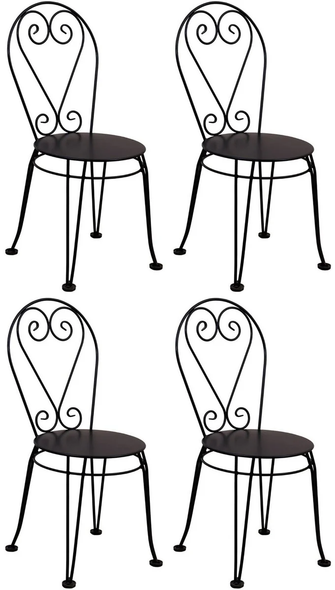 Casa Padrino conjunto de 4 sillas de jard¨ªn Art Nouveau negro 40 x 40 x A. 92 cm - Elegantes sillas de hierro forjado - Muebles de Jard¨ªn y Catering