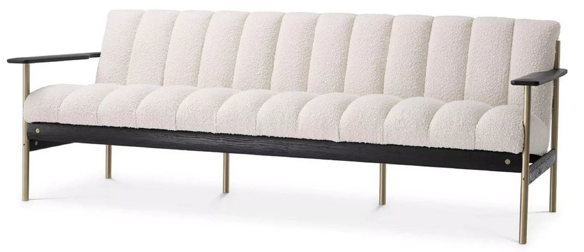 Casa Padrino Sof¨¢ de Sal¨®n de Lujo Crema / Lat¨®n / Negro 200 x 78 x A. 73 cm - Sof¨¢ de Sal¨®n Moderno - Muebles de Sal¨®n y Hotel de Lujo - Calidad de Lujo