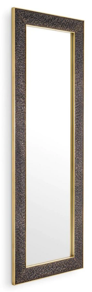 Casa Padrino espejo de pared de lujo bronce / lat¨®n antiguo 80 x 3,5 x A. 220 cm - Espejo rectangular - Espejo de sal¨®n - Espejo de dormitorio - Espejo de armario - Muebles de lujo