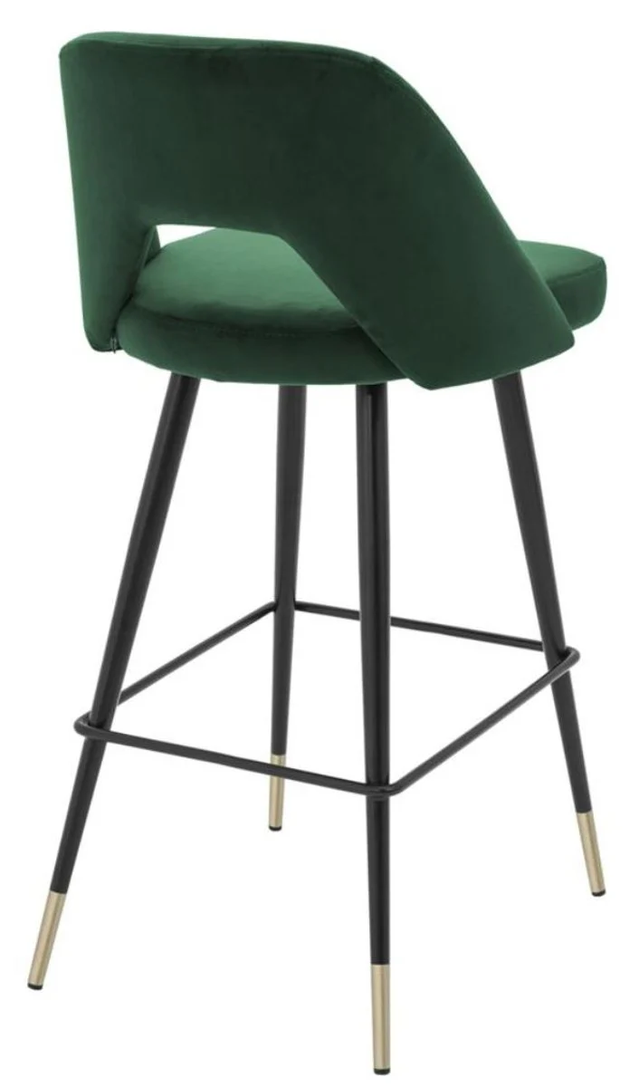 Casa Padrino luxury bar stool green / black 50 x 50 x H. 100 cm - Luxury Bar Stools with Backrest