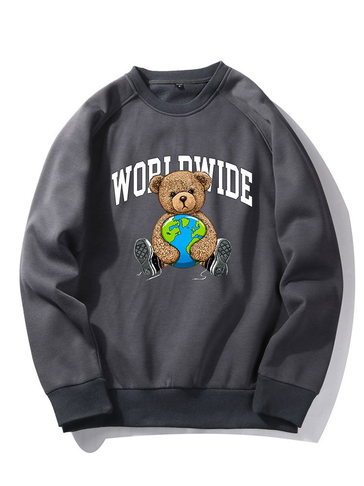 Worldwide Bear Print Raglan Sleeves Sweatshirt