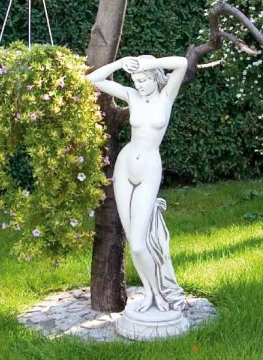 Casa Padrino Escultura de Decoraci¨®n de Jard¨ªn Art Nouveau Mujer Blanco / Gris A. 80 cm - Elegante Figura de Jard¨ªn - Accesorios de Decoraci¨®n de Jard¨ªn Barrocos y Art Nouveau