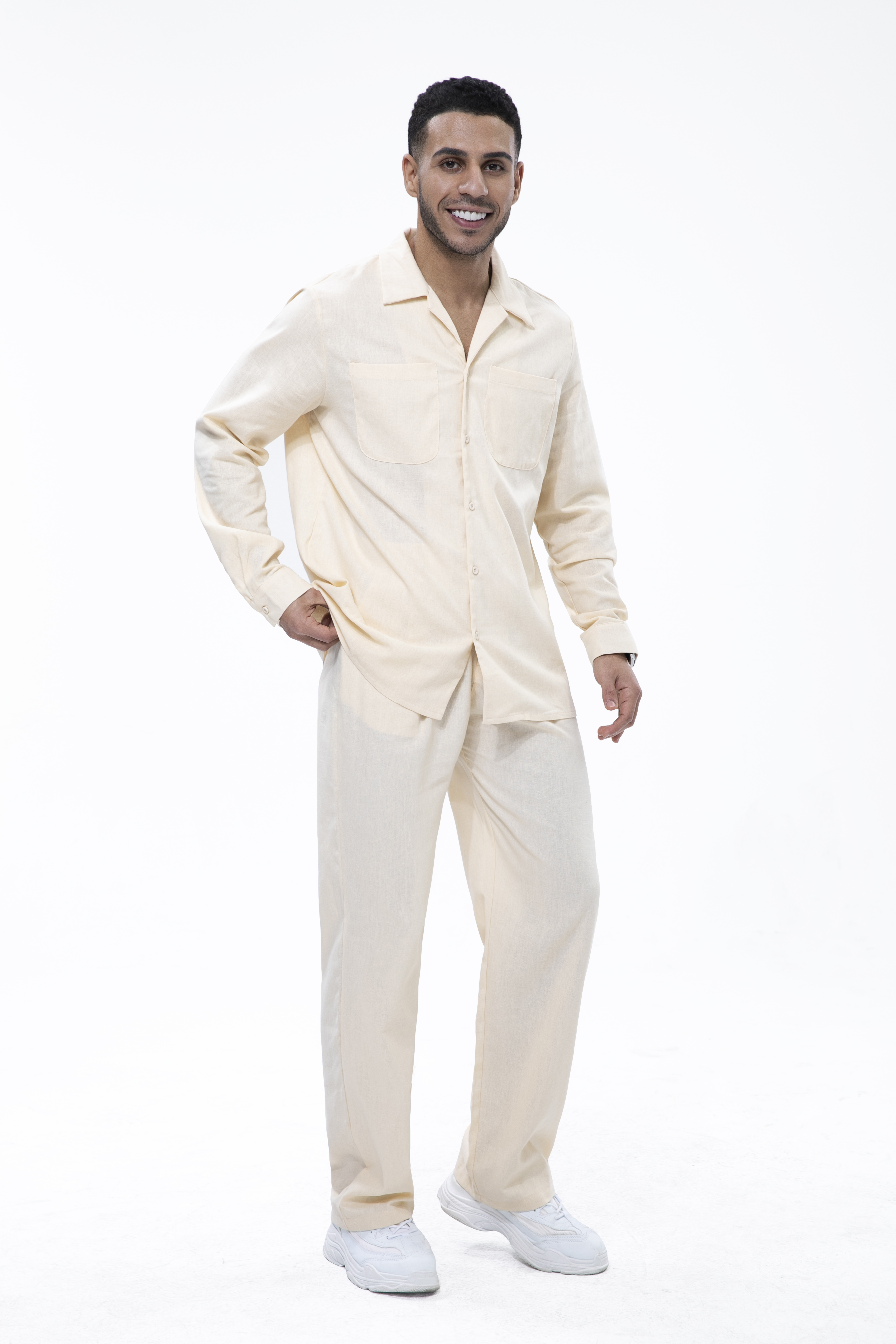 Suitmens Men's Cotton Linen 2 Piece Walking Set