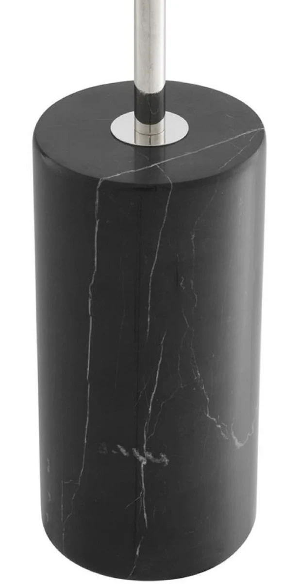 Casa Padrino lámpara halógeno de pie de lujo plata / negro Ø 44 x H. 190 cm - Lámpara de Bajo Consumo con Base de Mármol Noble